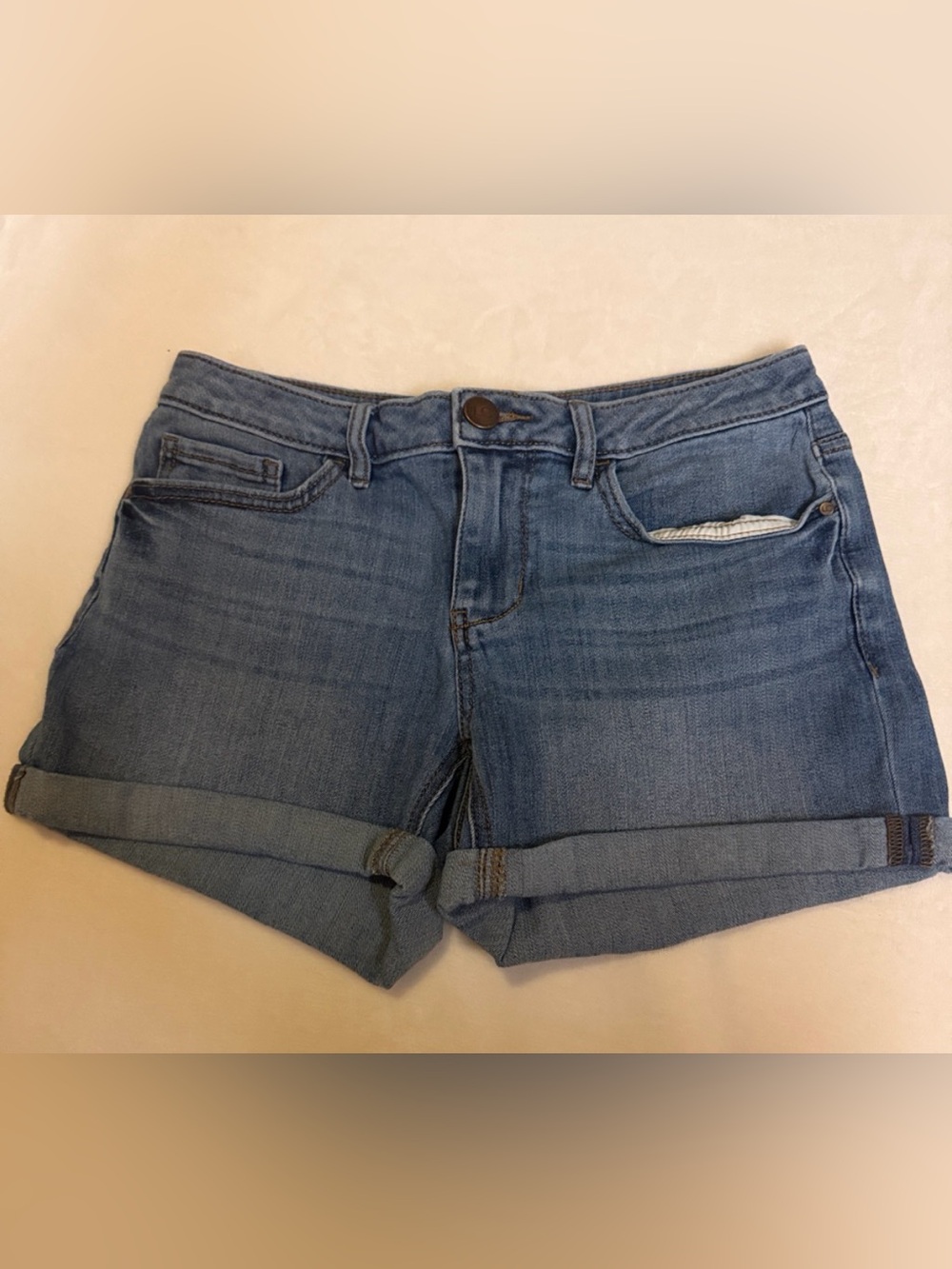 LC Lauren Conrad Medium Blue Rolled Cuff Denim Shorts